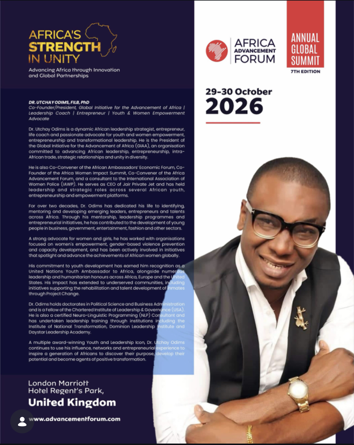 Africa, Ideas, Impact: Dr, Utchay set to speak at AAF London 2026